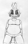  2016 animatronic anthro avian bird black_and_white blush breasts chica_(fnaf) chicken dildo featureless_breasts female five_nights_at_freddy&#039;s half-closed_eyes inkyfrog machine masturbation monochrome nude penetration pussy robot sex_toy simple_background slightly_chubby solo toying_self traditional_media_(artwork) vaginal vaginal_penetration video_games white_background 