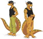  2005 anthro bottomless clothed clothing dragon erection male penis reiger_(character) salamander_(artist) scalie solo traditional_media_(artwork) 