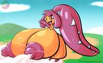  big_breasts breasts cartoonhypertrophy female huge_breasts hyper hyper_breasts lactating mawile nintendo nipples open_mouth pok&eacute;mon solo video_games 