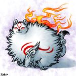  2017 amaterasu canine deity eyes_closed feral fluffy fur mammal ratte video_games white_fur wolf ōkami 