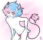  ashleyzombie clothing demon hair horn looking_at_viewer male smile solo standing underwear 
