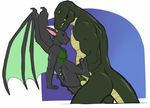  anal anal_penetration anthro big_dom_small_sub dragon duo faint horn lizard male male/male nude penetration reptile scalie sex size_difference smile wings 