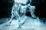  canine claws ice mammal outside red_eyes signature snow snowflake thoseweirdthings tree wallpaper watermark winter wolf 
