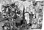  ahoge bonnet boots choufu_shimin comic dress edward_teach facial_hair greyscale hair_over_one_eye hat headgear isolated_island_hime kantai_collection kongou_(kantai_collection) long_hair monochrome multiple_girls mustache page_number shinkaisei-kan ship thigh_boots thighhighs translated tricorne watercraft 