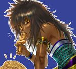  ancient_egypt armlet artist_request black_hair dark_skin food long_hair male_focus original solo 