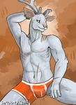  2017 anthro boxer_(disambiguation) cervine deer digital_media_(artwork) equine horn iron_artist male mammal nipples simple_background siriuswolfus solo 