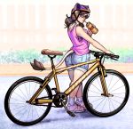  anthro bicycle brown_hair butt_pose dandee_(character) felid feline female hair lion luxarts mammal pantherine sport wear 