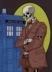  1boy canvas dead doctor_who eleventh_doctor skeleton skull star sun tardis undead 