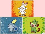  animated bouncing bubble fire flipnote_studio grookey keke lagomorph leaf mammal nintendo pok&eacute;mon pok&eacute;mon_(species) primate reptile scalie scorbunny sobble video_games 