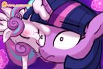  2017 animated blush cub duo ear_twitch equine eye_twitch eyes_closed feathered_wings feathers female feral flurry_heart_(mlp) friendship_is_magic hair horn low_res lumineko mammal multicolored_hair my_little_pony patreon smile twilight_sparkle_(mlp) two_tone_hair unicorn wide_eyed winged_unicorn wings young 