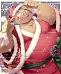 2023 absurd_res anthro belly big_belly brown_body christmas christmas_clothing christmas_headwear clothing costume gouryou hat headgear headwear hi_res holidays humanoid_hands kemono kinoshita-jiroh lifewonders male mammal overweight overweight_male santa_claus santa_costume santa_hat solo suid suina sus_(pig) tokyo_afterschool_summoners wild_boar