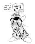 2023 absurd_res anthro baggy_pants biped bracelet clothed clothing dialogue echidna english_text eyelashes female footwear greyscale hand_in_pocket head_jewelry hi_res hoodie jewelry mammal monochrome monotreme pockets sega shirt shoes simple_background snout solo sonic_adventure sonic_the_hedgehog_(series) spanish_text standing tail text text_on_clothing the-hydroxian thought_bubble tikal_the_echidna topwear undershirt white_background