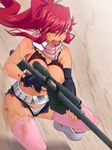  angry belt bikini_top blonde_hair blush boots breasts crying dirty erect_nipples gun large_breasts long_hair nipples open_mouth panties puffy_nipples red_hair rifle scarf screaming tears tengen_toppa_gurren-lagann tengen_toppa_gurren_lagann thighhighs underwear unzipped weapon yellow_hair yoko_littner yoko_ritona 