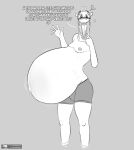 &lt;3 belly belly_blush belly_overhang big_belly blush blush_lines body_blush boxers_(clothing) bulge butt clothing dragon eggnant eyes_emoji eyewear gesture glasses hi_res horn humanoid hyper hyper_pregnancy looking_at_viewer male navel nipples pecs pregnant pregnant_male rogero_(artist) rogero_the_dragon_(artrogero) salute simple_background sketch solo spanish_text teeth text tongue underwear uvula watermark