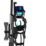 cherrychaos female glowing glowing_nipples heavy_weapon hi_res machine nipples nude robot simple_background simple_eyes solo tactical wexxian(empire_wars) wexxtrooper(empire_wars)