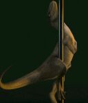 ambiguous_gender animated dinosaur feral green_background grinding low_res pole reptile scalie seductive simple_background smile solo stripper_pole