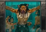 abs anthro cheetah dreadlocks felid feline group hi_res male mammal muscular muscular_male redsummer subway tongue tongue_out