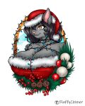 2021 4:5 animated anthro big_breasts black_hair blinking breasts christmas christmas_clothing christmas_headwear christmas_lights cleavage_cutout clothing domestic_cat ears_up felid feline felis female flaffy_chimer fluffy fluffy_hair fur grey_body grey_fur hair hat headgear headwear holiday_clothing holidays looking_away mammal markings mature_anthro mature_female mother_(lore) parent_(lore) pink_nose santa_hat short_hair short_playtime short_stack smile solo yellow_eyes zoe_(starit)