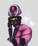 alien alien_humanoid bodily_fluids female genitals hi_res humanoid mass_effect nude pussy quarian solo steam sweat tali&#039;zorah wide_hips zelles