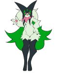 anthro biped black_body breasts featureless_breasts female fur generation_9_pokemon green_body green_fur hi_res looking_at_viewer meowscarada nintendo open_mouth pawpads pink_body pink_eyes pokemon pokemon_(species) rottenarmor simple_background solo white_background