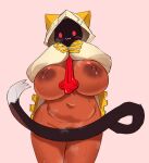 2023 :3 animal_humanoid areola big_areola big_breasts blazblue blush bodily_fluids breasts brown_body brown_skin cat_humanoid cat_tail chubby_female chubby_humanoid clothed clothing covering covering_crotch dark_areola dark_body dark_nipples dark_skin dipstick_tail dripping fecharis felid felid_humanoid feline feline_humanoid female front_view hi_res hood huge_breasts humanoid kagarimachi_ame kaka_(blazblue) legs_together mammal mammal_humanoid markings mostly_nude navel open_clothing open_topwear portrait pubes red_eyes smile solo standing steam sweat tail tail_markings taokaka three-quarter_portrait topwear wide_hips
