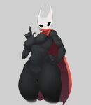 anthro arthropod biped breasts cape clothing eyelashes featureless_breasts featureless_crotch female hi_res hollow_knight hornet_(hollow_knight) navel non-mammal_breasts rottenarmor solo team_cherry white_body