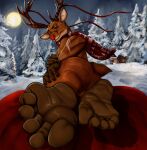 absurd_res anthro christmas deer feet hi_res holidays male mammal new_world_deer reindeer robinthefox rudolph_the_red-nosed_reindeer solo