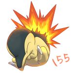  animal_focus blue_skin closed_eyes colored_skin commentary_request curled_up cyndaquil fire multicolored_skin no_humans okiza_yuuri pokemon pokemon_(creature) simple_background solo two-tone_skin white_background yellow_skin 