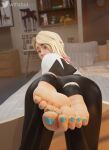  3d bad_source blonde_hair blue_eyes feet feet_up foot_fetish foot_focus fully_clothed gwen_stacy gwen_stacy_(spider-verse) highres marvel nail_polish self-upload solo solo_female spider-gwen spider-man:_across_the_spider-verse spider-man:_into_the_spider-verse spider-man_(series) spider-verse toenail_polish toenails wtfsths1 