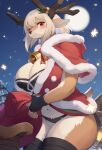 anthro antlers blush breasts christmas christmas_clothing clothed clothing deer female fur hair hi_res holidays horn looking_at_viewer mammal new_world_deer reindeer shian smile solo