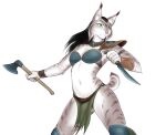 anthro axe dagger felid feline female lutherine lynx mammal melee_weapon mira_(spectronic) solo tribal weapon