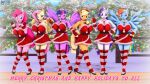 3d_(artwork) anthro applejack_(mlp) armwear bell blush breasts christmas cleavage clothed clothing daveman1000 digital_media_(artwork) earth_pony elbow_gloves english_text equid equine female fluttershy_(mlp) footwear friendship_is_magic gesture gloves group handwear hasbro hi_res high_heels holidays horn horse knee_highs knee_socks legwear looking_at_viewer mammal my_little_pony pattern_clothing pattern_footwear pattern_legwear pattern_socks pegasus pinkie_pie_(mlp) pony rainbow_dash_(mlp) rarity_(mlp) santa_dress socks striped_clothing striped_footwear striped_knee_socks striped_socks stripes text twilight_sparkle_(mlp) unicorn waving waving_at_viewer winged_unicorn wings