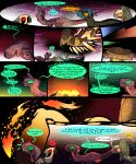 campfire comic dialogue dinosaur dragon dragonscape drekir dromaeosaurid eldritch english_text fantasy female feral forl_(thepatchedragon) gila_(thepatchedragon) group hi_res hiker_(thepatchedragon) jat_(thepatchedragon) magic male post-apocalyptic reptile scalie spirit starir text thepatchedragon theropod