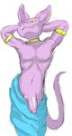  beerus clothed clothing dragon_ball dragon_ball_super feline grandschemetheme jewelry male mammal partially_clothed penis presenting slim smile solo 