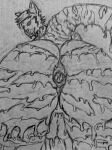 absurd_res anthro anus balls butt felid frostbite1016 frostbite_the_sabertooth_tiger genitals goo_creature graphite_(artwork) hi_res liquid_latex male mammal melting pencil_(artwork) saber-toothed_tiger slime solo traditional_media_(artwork)