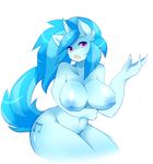  areola big_breasts blue_hair breasts cutie_mark equine female friendship_is_magic hair horn huge_breasts inverted_nipples mammal my_little_pony nipples nude open_mouth raikissu red_eyes sitting sole_female thick_thighs unicorn vinyl_scratch_(mlp) 