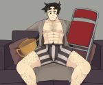 clothed clothing hairy_legs hi_res human male mammal mr_sharky open_clothing open_shirt open_topwear shirt skullgirls solo topwear