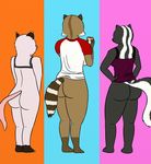  big_butt black_fur breasts brown_fur butt crossgender drawing female fur group heather_(over_the_hedge) mammal marsupial opossum over_the_hedge oystercatcher7 phone raccoon rj_(over_the_hedge) skunk stella_(over_the_hedge) white_fur 