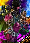  action_gamer_level_2 bang_bang_shooting_level_2 gashacon_magnum gashacon_sword highres kamen_rider kamen_rider_brave kamen_rider_ex-aid kamen_rider_ex-aid_(series) kamen_rider_genm kamen_rider_snipe mighty_action_x_level_2 multiple_boys quest_gamer_level_2 rider_gashat shooter_gamer_level_2 sword taddle_quest_level_2 weapon yusuki_(fukumen) 