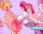  1girl 2boys blush breasts dcmc kumatora magic_(mother) mother_3 multiple_boys notsafeforfruit waitress yoshikoshi_(mother_3) 