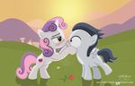  2017 black_hair blush cutie_mark duo equine eye_contact feathered_wings feathers female feral flower friendship_is_magic fur grass grey_fur hair hi_res horn kissing male mammal my_little_pony nature outside pegasus plant rumble_(mlp) shutterflyeqd sky sweetie_belle_(mlp) unicorn white_fur wings 