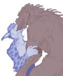 anthro arm_grab bodily_fluids bookermeister deep_kiss drooling duo ear_tuft eurasian_lynx eyrich felid feline hexadec hi_res horn lynx male male/male mammal monster neck_bulge saliva scales tongue tuft