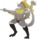  anthro bulge clothing daikuhiroshiama dragon kommo-o male nintendo pok&eacute;mon underwear video_games 