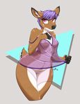  &lt;3 &lt;3_eyes 2016 anthro areola bottomless breasts cervine clothed clothing deer female hair hi_res hobbsmeerkat looking_at_viewer mammal nightgown nipples pink_eyes purple_hair pussy short_hair solo translucent transparent_clothing 