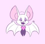 2024 bat eyeshadow female feral hi_res looking_at_viewer makeup mammal membrane_(anatomy) membranous_wings narrowed_eyes open_mouth open_smile outcastcomix rouge_the_bat sega signature simple_background smile solo sonic_the_hedgehog_(series) white_body wings
