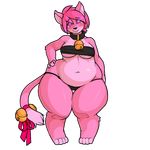  anthro breasts clothing collar feline female looking_at_viewer mammal morningpanda nipples obese overweight pussy smile solo underwear 