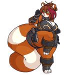  anthro breasts clothed clothing female hair mammal morningpanda obese open_mouth overweight red_panda solo standing 