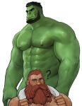  2boys ? abs back_hair bara beard big_nose braid braided_beard brown_hair censored character_censor colored_skin completely_nude couple dopey_(dopq) dwarf facial_hair full_beard green_skin hairy highres huge_eyebrows interspecies large_pectorals long_beard looking_ahead looking_at_viewer male_focus mature_male monster_boy multiple_boys muscular muscular_male navel_hair nipples novelty_censor nude orc original paid_reward_available pectorals pointy_ears short_hair size_difference smirk sparse_arm_hair sparse_chest_hair staring strongman_waist thick_beard towel towel_around_neck undercut upper_body yaoi 