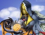 bodily_fluids dragon duo female female/female feral food hi_res imminent_vore invalid_tag mouth_shot mythological_creature mythological_scalie mythology open_mouth oral pizza prey saliva scalie yoro yororo