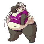  anthro bear clothing female hair looking_at_viewer mammal morningpanda obese overweight panda panties smile solo standing underwear 
